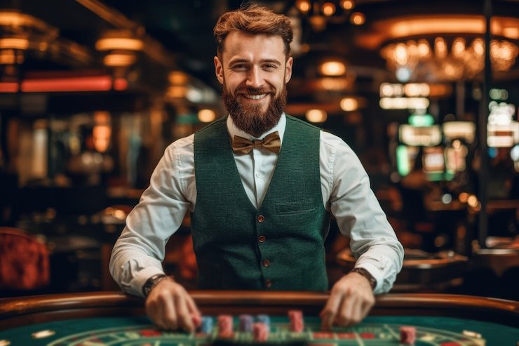 Antarmuka live-dealer gerhana toto menampilkan blackjack dan roulette dengan studio multi-kamera profesional